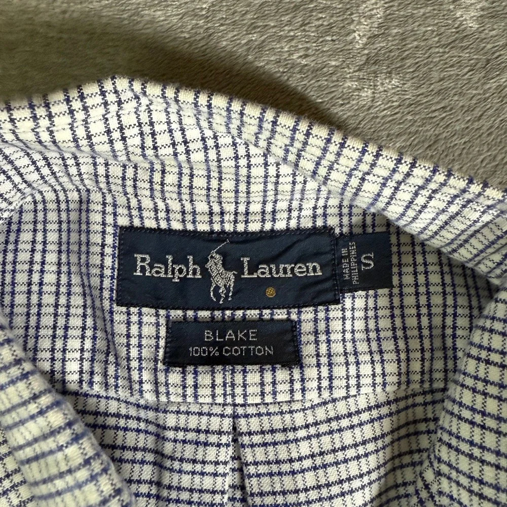 VTG Ralph Lauren Blake Mens Small Flesh Pony Check Short Sleeve Button Down - Picture 4 of 9